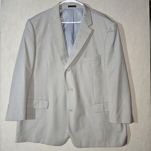 Fumagalli Light Beige Gray Blazer Suit Jacket Mens Size 48R Wedding Travel Crisp